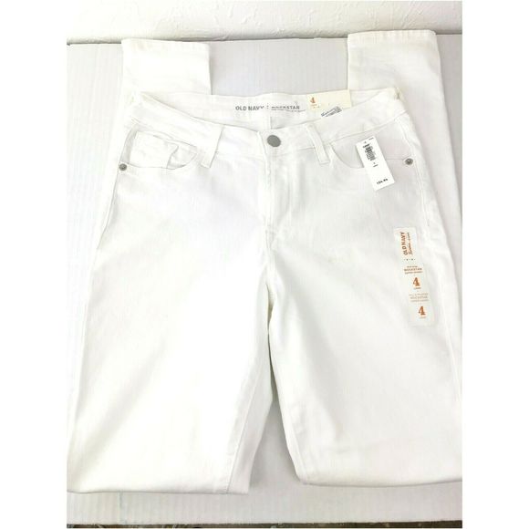Old Navy Rockstar White Jean Size 4L Super Skinny